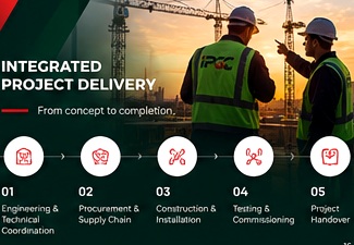 Illustrative large-scale infrastructure construction scene